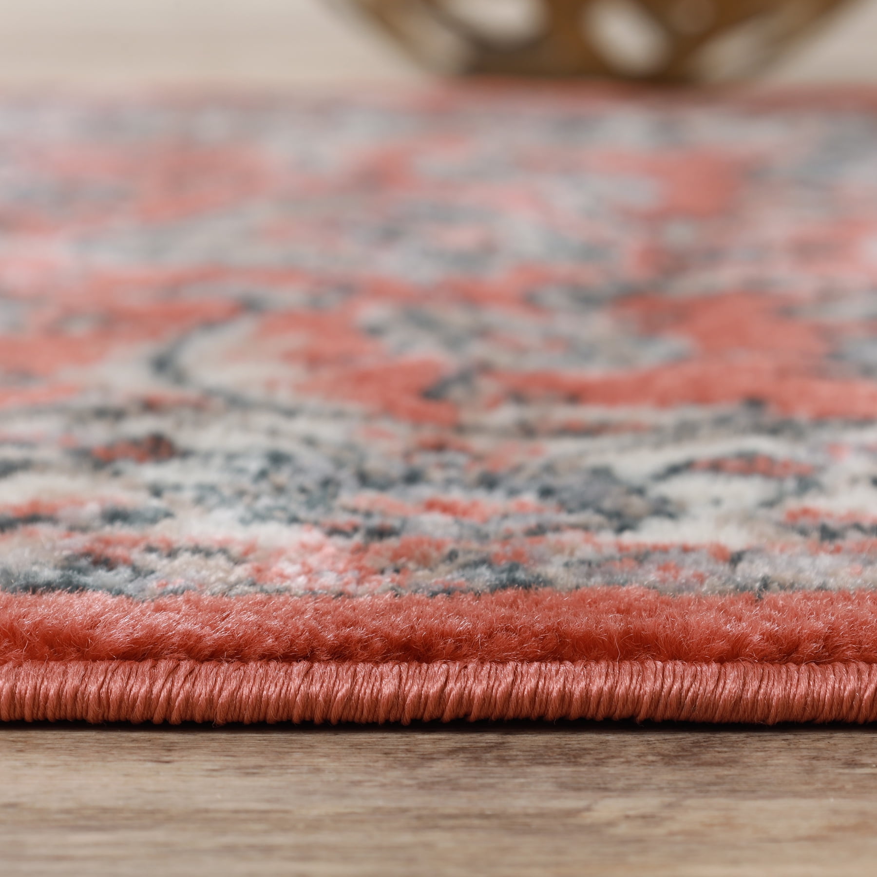 Superior Lille Traditional Floral Indoor Runner Rug, Salmon, 8' x 10'