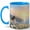 Blue, variant on Sunset Coastal Meadow Coffee Mug, Peaceful Ocean View Mug, Nature Lover Birthday Christmas Gift, Wildflower Cliff Sunrise Anime Style Art, 11 oz White Ceramic Coffee Cup for Tea