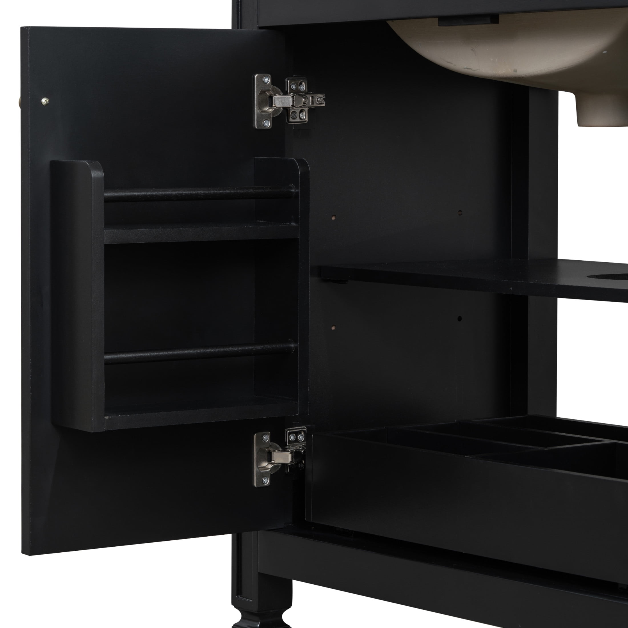 GDF Studio Vintage 30" Bathroom Vanity with Ceramic Sink, Soft-Close Door, and Ample Storage, Black