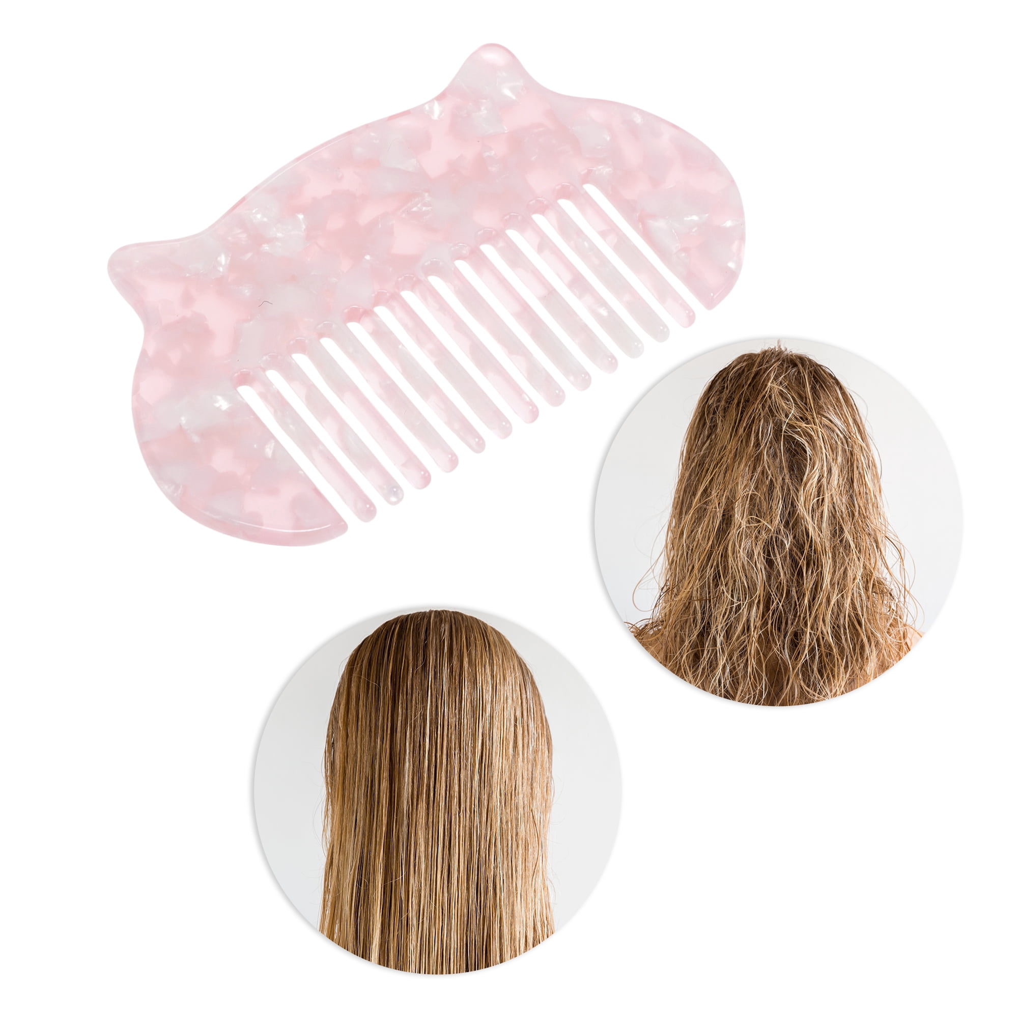 Unique Bargains 1 Pc Women Durable Cat Ear Hair Comb for All Hair Types Pink