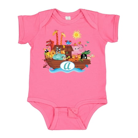 

Inktastic Monogram Letter a Childs Animals Ark Gift Baby Boy or Baby Girl Bodysuit
