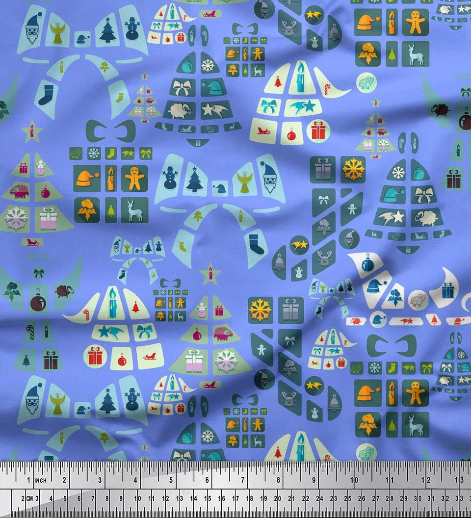 Soimoi Cotton Voile Fabric Christmas Theme Party Decor Fabric Printed Yard 42 Inch Wide