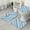 Blue Geometric Stripe, variant on Blue Geometric Diamond Triangle Pattern Bathroom Rugs Sets 3 Piece,Toilet Cover Set,Absorbent Non Slip Bathroom Mats Sets with U-Shaped Contour Rug Toilet Rug Set
