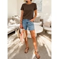 thumbnail image 6 of ANRABESS Womens Boat Neck Tops Short Sleeve T-Shirts Causal Fashion Tee Shirts 2026 Summer Spring Clothes Brown Small, 6 of 7