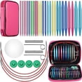 thumbnail image 1 of Ensemble de 26 Pcs d'Aiguilles Interchangeables en Aluminium pour Tricot Circulaire, 13 Tailles d'Aiguilles Interchangeables pour Crochet, Multicolore, 1 of 7