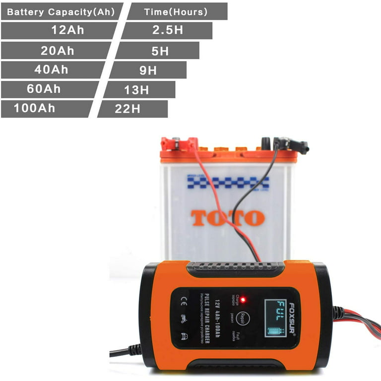1 pcs Automatic Smart Battery Charger 5A 12V Pulse Repair Charger,Trickle  Charger, Battery Maintainer for Golf Cart, Motorcycle, Car,Truck, Yacht  Mower, Auto-Voltage Detection Orange 