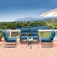 thumbnail image 6 of SUNCROWN 4-Piece Outdoor Patio Furniture Set Wrought Iron Conversation Sets, Peacock Blue, 6 of 12