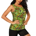 thumbnail image 2 of Xecao Carrot Eggplant print women's scoop neck, loose-fit workout tank tops for the gym., 2 of 9
