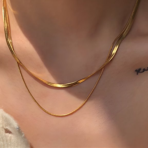 DESIGNICE 2026 New Layered Choker Necklace for Women, 14K Gold/Silver Plated Minimalist Simple Chain Jewelry Gift, Layered Gold Necklace