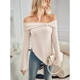 thumbnail image 5 of Womens Cute Bow-Knot Off Shoulder Knitted Sweater Side Slit Pullover Trendy Y2k Aesthetic Clothes  XL, 5 of 8