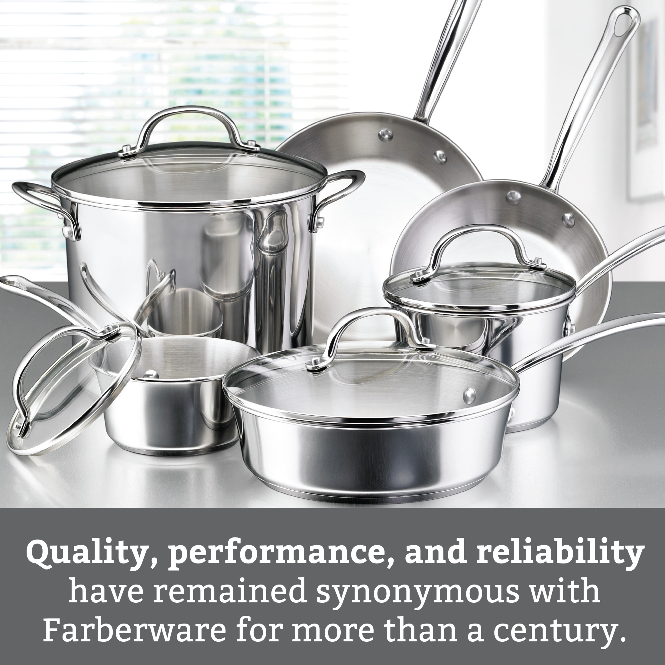 Farberware Millennium 10 Piece Stainless Steel Pots and Pans, Silver - image 3 of 11