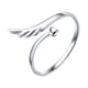 thumbnail image 1 of Anillo ajustable estilo ala angular para mujer (plata), 1 of 5