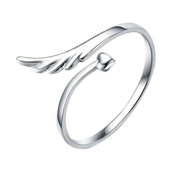 KAKOWELY Bague Ajustable Style Aile pour Femme (Argent), 0,79x"X 0,79"X 0,08 Pouces
