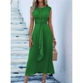 thumbnail image 4 of Robe Midi T-Shirt Sans Manches Décontractée d'Été pour Femmes, Coupe Ajustée, Taille à Nouer, Débardeur, Longues Robes, Robe de Vacances, Vert G, 4 of 10