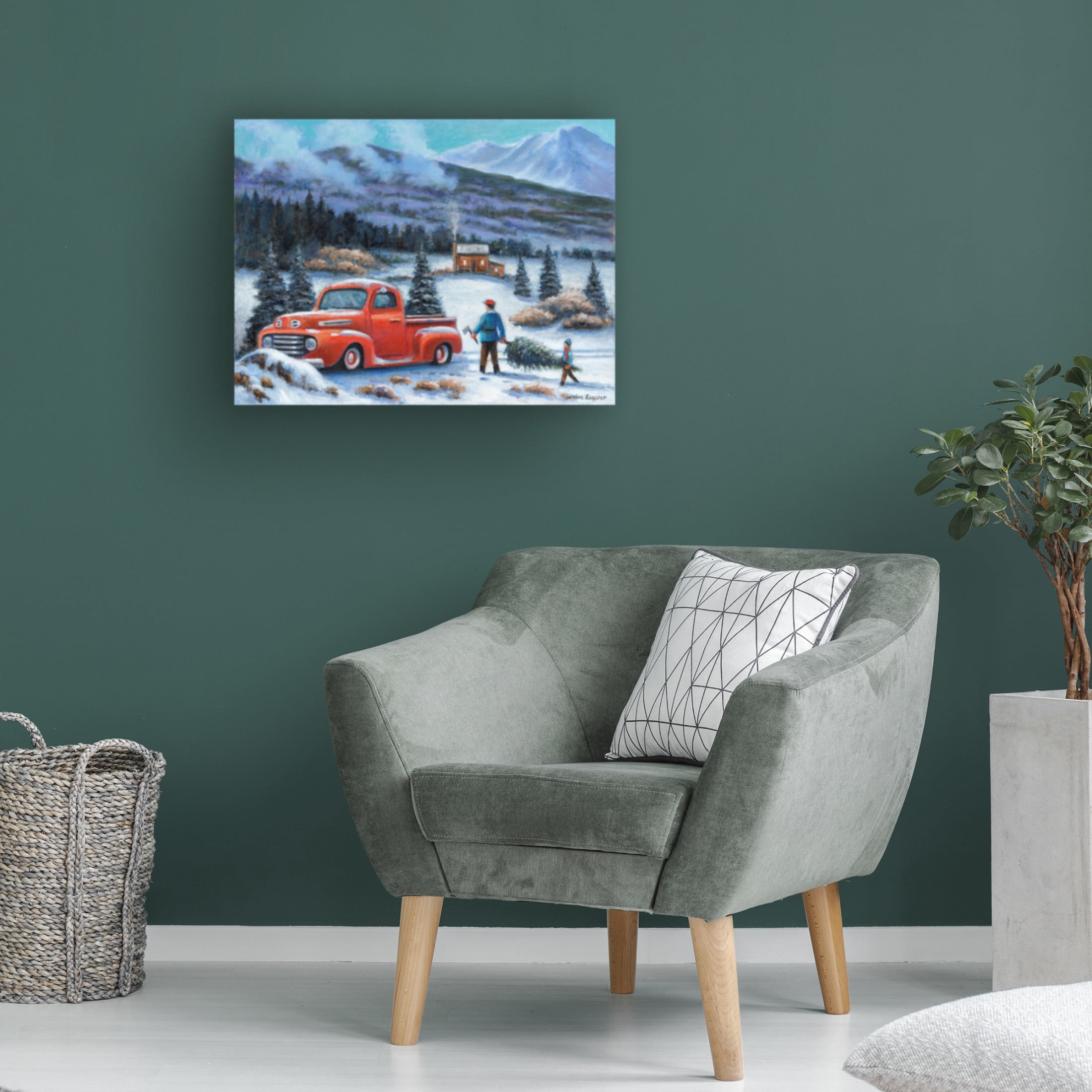 Canvas Wall Art - John Zaccheo 'Bringing Home The Tree' Wall Art for Living Room, Bedroom, or Office Décor by Trademark Fine Art - 24 x 18 Inches