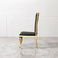 thumbnail image 4 of Black Velvet Dining Chairs with Unique Design Backrest Set of 2, Modern Mirror Gold Stainless Steel Legs for Home Dining, 4 of 7