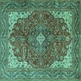 thumbnail image 1 of Ahgly Company Indoor Square Medallion Turquoise Blue Traditional Area Rugs, 5' Square, 1 of 4