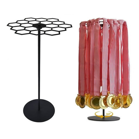 Rotatable Medal Hangers Display, Tabletop Holder Rack over 45  Medals Capacity, Ideal for Sports Marathon