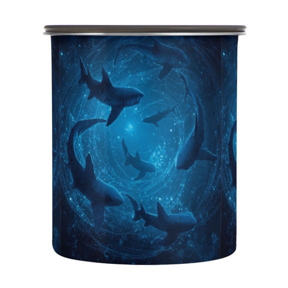 900ml Stainless Steel Food Storage Containers Sharks Are Swimming Airtight Kitchen Canisters with Vacuum Lid for Coffee Tea Flour Sugar Grains
