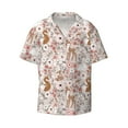 thumbnail image 2 of Lsque Autumn Floral Deer print Men's Cuban Collar Short Sleeve Shirt Summer Beachwear Casual Button Down Fashionable Vacation Leisure Shirt-XX-Large, 2 of 7