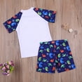thumbnail image 3 of Loalirando 2Pcs Boy Swimsuit Dinosaur Print Short Sleeve Top+ Cute Loose Shorts Summer Beach Swimsuit Suit, 3 of 6