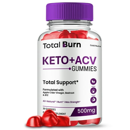 Total Burn Keto + ACV Gummies Supplement for Ketogenic Diet Premium Formula Organic Ingredients 1 Month Supply (1 Pack)