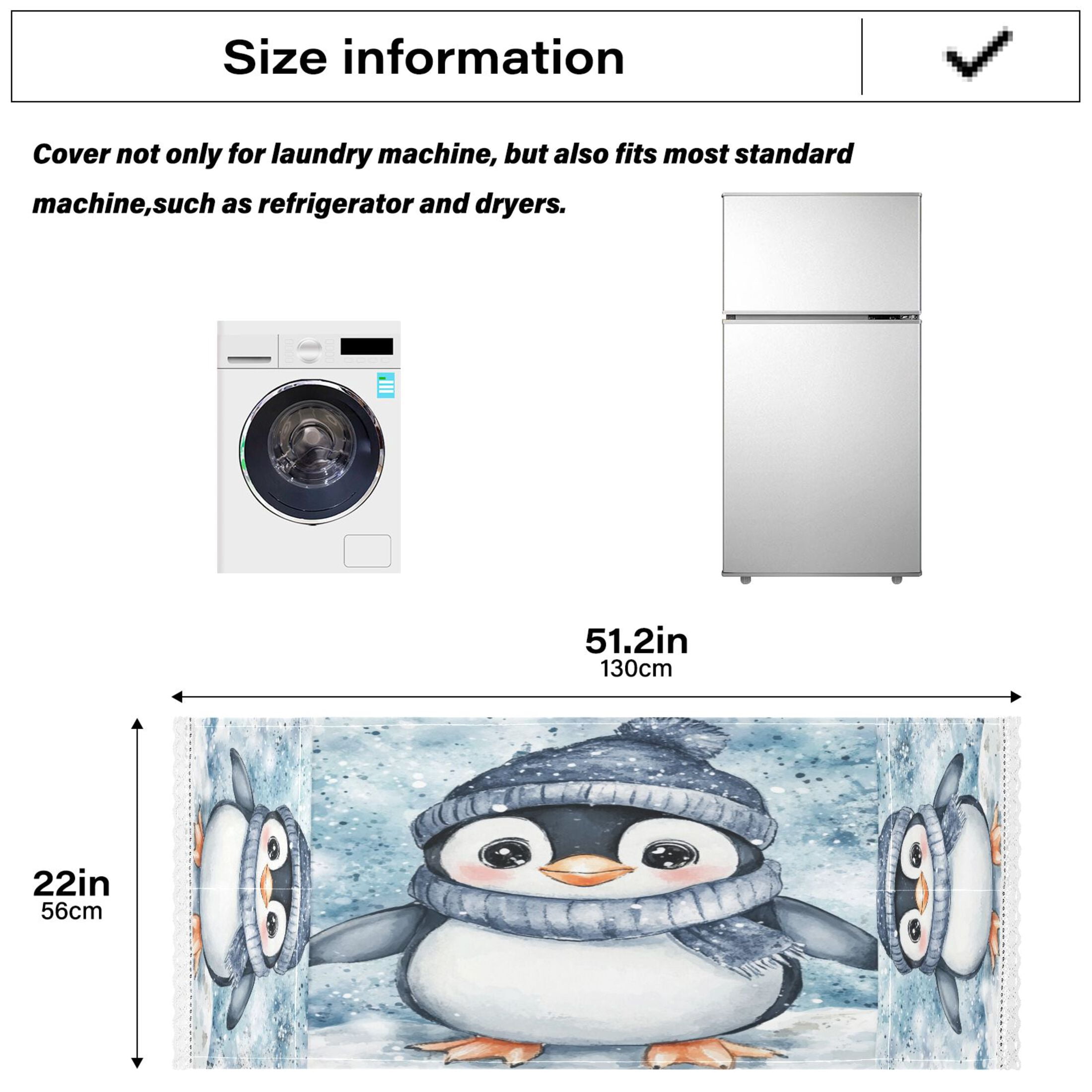 WOBOGO Blue Scarf Penguin Pattern Washing Machine Cloth Dryer Refrigerator Top Cover Protective Non-Slip Mat For Kitchen Laundry