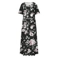 thumbnail image 6 of Xysaqa Women's Plus Size Maxi Dresses, Loose Fits Floral Print Short Sleeve Ankle Length Dress Casual Party Long Dress with Pockets 3X 4X 5X, 6 of 6