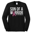 thumbnail image 2 of Wild Bobby Son of A Warrior Breast Cancer Ribbon Breast Cancer Awareness Men Long Sleeve Shirt, Black, Small, 2 of 6
