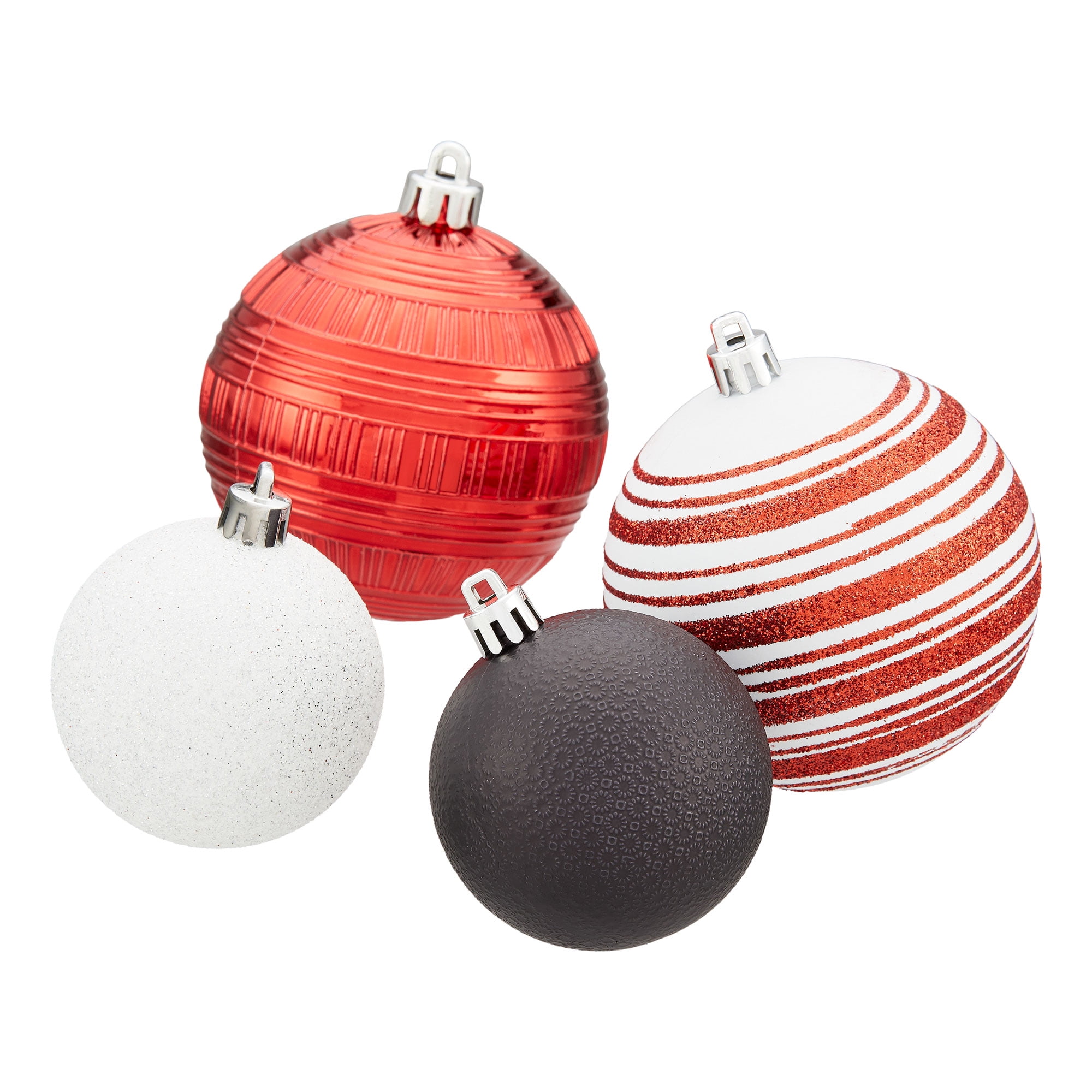 Holiday Time Shatterproof Christmas Tree Ornaments, 75 Count, Multiple