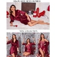 thumbnail image 4 of Ekouaer Women Satin Kimono Robe Valentines Lingerie Ruffle Belted 3/4 Sleeve Bathrobe for Bridesmaids, Wedding & Special Occasions, 4 of 6
