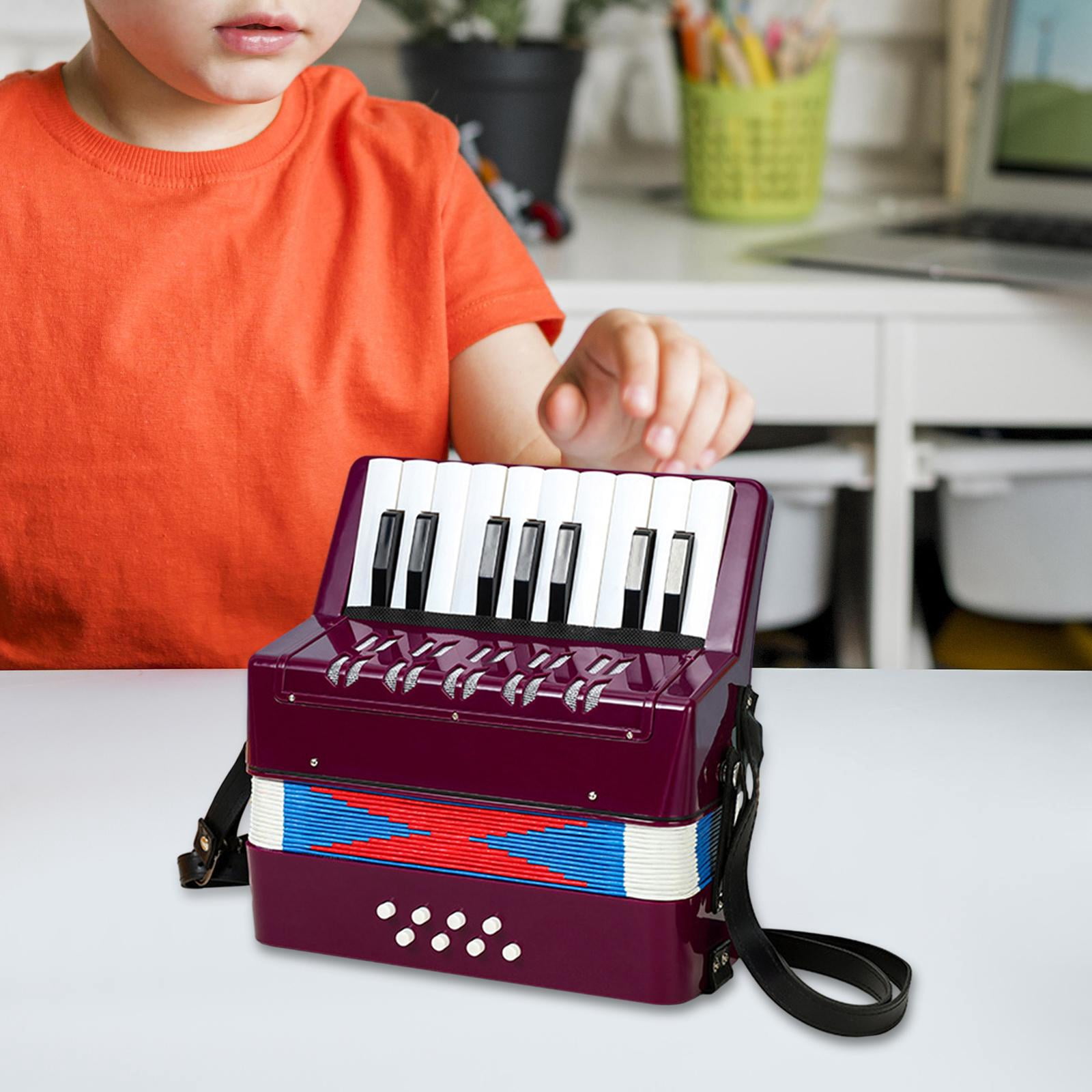 LeeQinersw 17 Keys 8 Bass Piano Accordion Early Childhood Development Hand Eye Coordination Violet