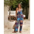 thumbnail image 2 of PUWEI Women's Summer Casual Boho Romper Floral Print Overalls Loose Wide Leg Jumpsuits with Pockets, 2 of 7