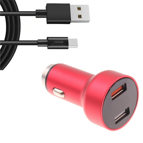 24W Fast Car Charger for Galaxy S21/Ultra/Plus Phones - 2-Port 6ft USB-C Cable DC Socket Power Adapter Long Type-C Cord QC3.0 Compatible With Samsung Galaxy S21/Ultra/Plus