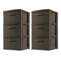 Sterilite 3 Drawer Weave Tower White Case of 2