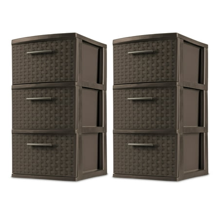 Sterilite, 3 Drawer Weave Tower, Espresso, Case of 2