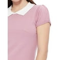 thumbnail image 2 of YEMAK Women's Classic Contrast Collar Short Sleeve Knit Pullover Sweater MK3591-HON/PUP-S, 2 of 5