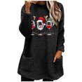 thumbnail image 2 of Long Fleece Sweatshirt for Women Merry Christmas Graphic Pullover Tops Fuzzy Sherpa Long Sleeve Outwear with Pockets, 2 of 4