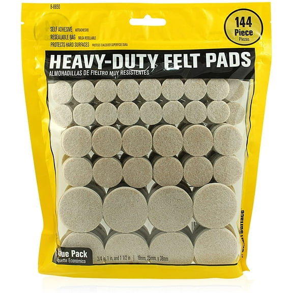 Smart Surface 8850 Heavy Duty 3/4-Inch, 1-Inch & 1-1/2-Inch Round Beige Felt Furniture Pads, 144-Piece Value Pack