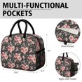thumbnail image 6 of Lunch Bag Lunch Box for Women Reusable Insulated Lunch Cooler Bags,Large Capacity for Work Travel Picnic,Water-Resistant Pioneer Colorful Floral Lunch Tote Bag Gifts for Woman Mom Black, 6 of 6