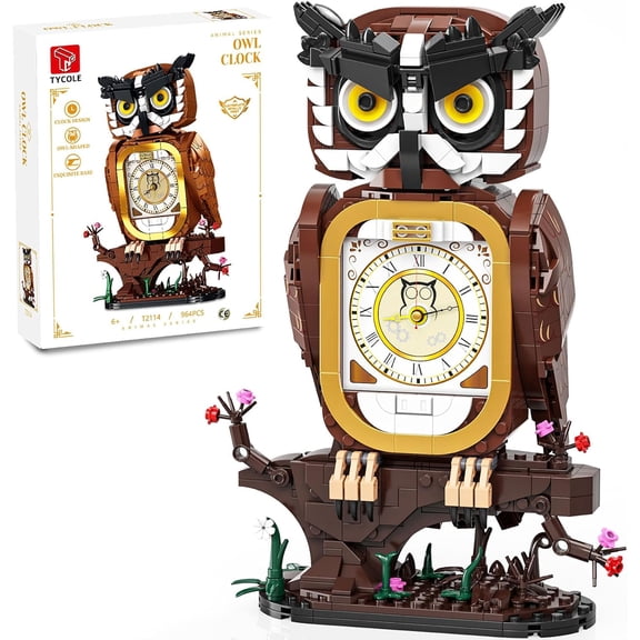 Owl Clock Building Blocks Set,STEM Building Toys with Functional Clock,Collectible Bird Display Model for Home Decor,Creative Gift for Adults Boys Ages 8-12