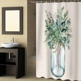 thumbnail image 2 of Fabric Shower Curtain, Summer Vintage Green Flowers with Leaves Beige Shower Curtains with 12 Hooks Waterproof Machine Washable Bath Curtains for Bathroom,72 x 96in, 2 of 6