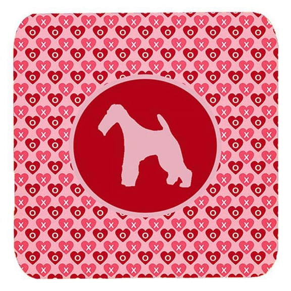 Fox Terrier Wire Valentine Hearts Foam Coasters - Set 4, 3.5 x 3.5 In.