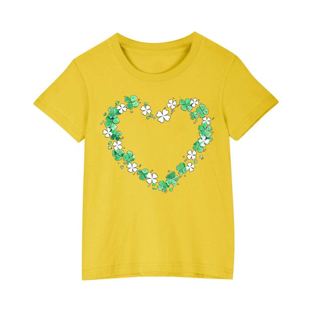 FAIWAD Hauts pour Enfants pour la Saint-Patrick Manches Courtes Col Rond Ample Confortable Chandail Garçons Filles T-Shirts Imprimés Mignons