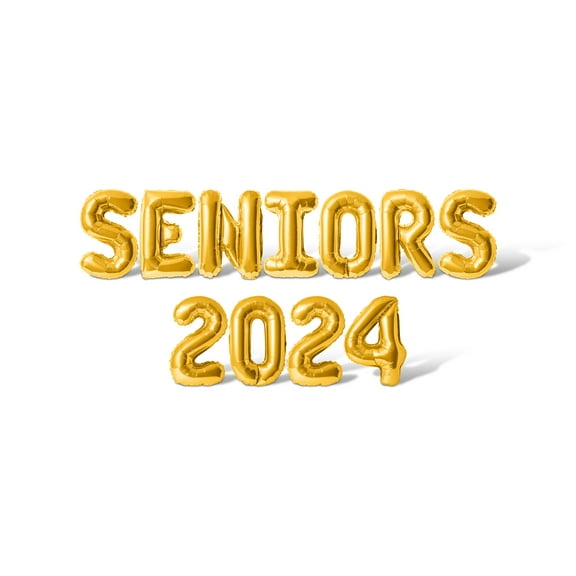 Letter Balloons - SENIORS 2024 16" Inch Alphabet Letters Foil Mylar Balloon Graduation Day Party Banner (Gold)