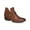 Brown, variant on GC Shoes Womens Buckle Wrap V Cut Booties, Low Heel PU Leather Ankle Boots for Women, Slip On Bootie Heels, Black/Size 10
