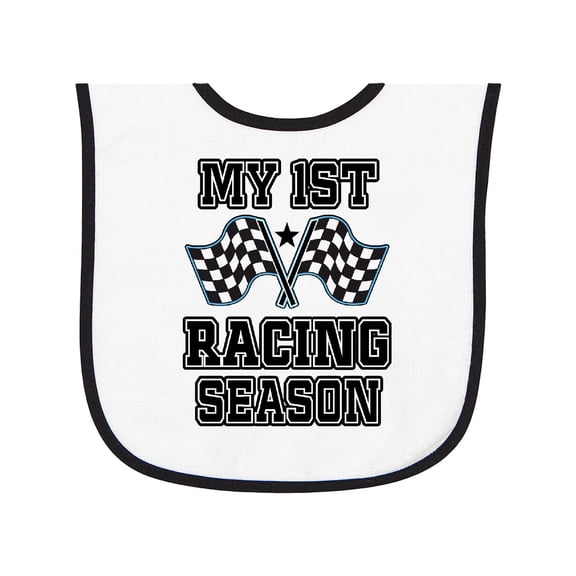 Inktastic My 1st Racing Season Checkered Flags Baby Terry Cloth Bib