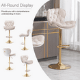 thumbnail image 5 of Swivel Kitchen High Bar Chairs with Golden Base Velvet Bar Stool Chair Height Adjustable Counter Chair with Back Swivel Barstool with Footrest for Kitchen Dining Room (Set of 8), 5 of 9