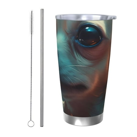 

Logiee Cute Flower Chihuahua Puppy Print 20OZ Car Cup with Lid Stainless Steel Vacuum Insulated Double Wall Travel Tumbler Durable Insulated Coffee Mug Thermal Cup with Straw-Straw Two-piece Set