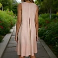thumbnail image 4 of Gamivast Womens Linen Sundresses Sleeveless V-Neck Tank Dress Vertical Striped Shift Dress Loose Fit Knee Length Summer Beach Vacation Daily Playwear, 4 of 7